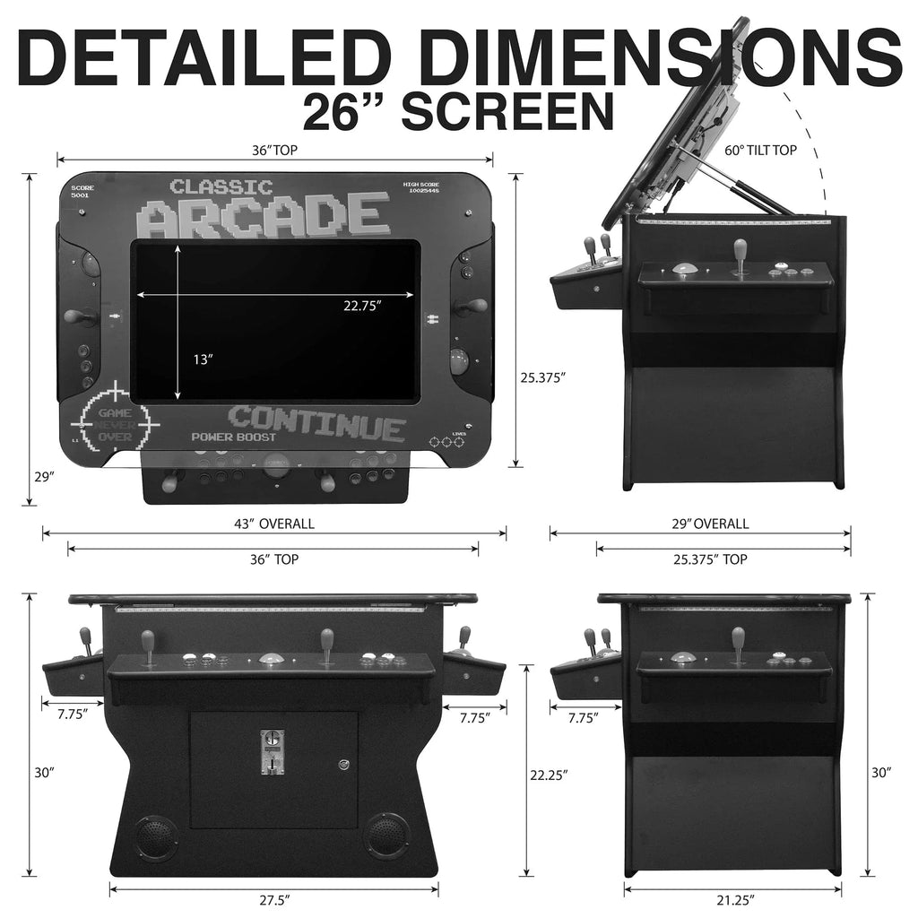 Creative Arcades 3-Sided Tilt Cocktail Table Arcade Machine