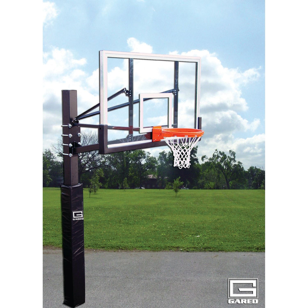 Gared Endurance® Glass Playground Basketball System | 42" x 72" Tempered Glass Backboard | Breakaway Rim (SKU: GP105G72)