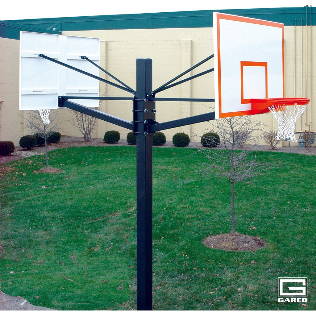 Gared Endurance® Dual Steel Playground Basketball System – Two 42" x 72" Steel Backboards & Fixed Double Rims (SKU: GP205S60)