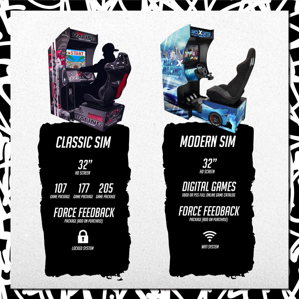 Creative Arcades Modern Racing Sim Machine – WiFi Compatible Sim Racing Arcade Cabinet