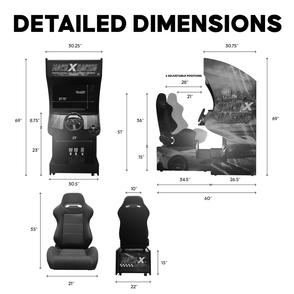 Creative Arcades Modern Racing Sim Machine – WiFi Compatible Sim Racing Arcade Cabinet