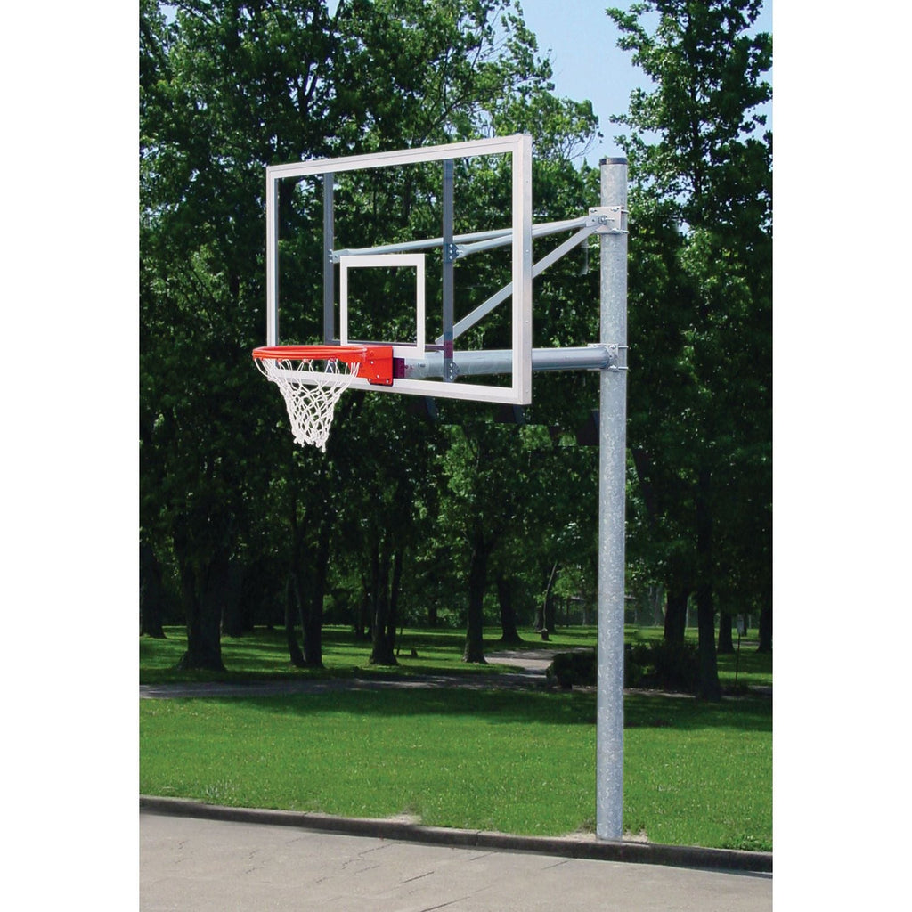 Gared Heavy Duty 6-5/8" O.D. Straight Post Basketball Package – 42" x 72" Steel Backboard & Titan Fixed Double Rim (SKU: PK6010)