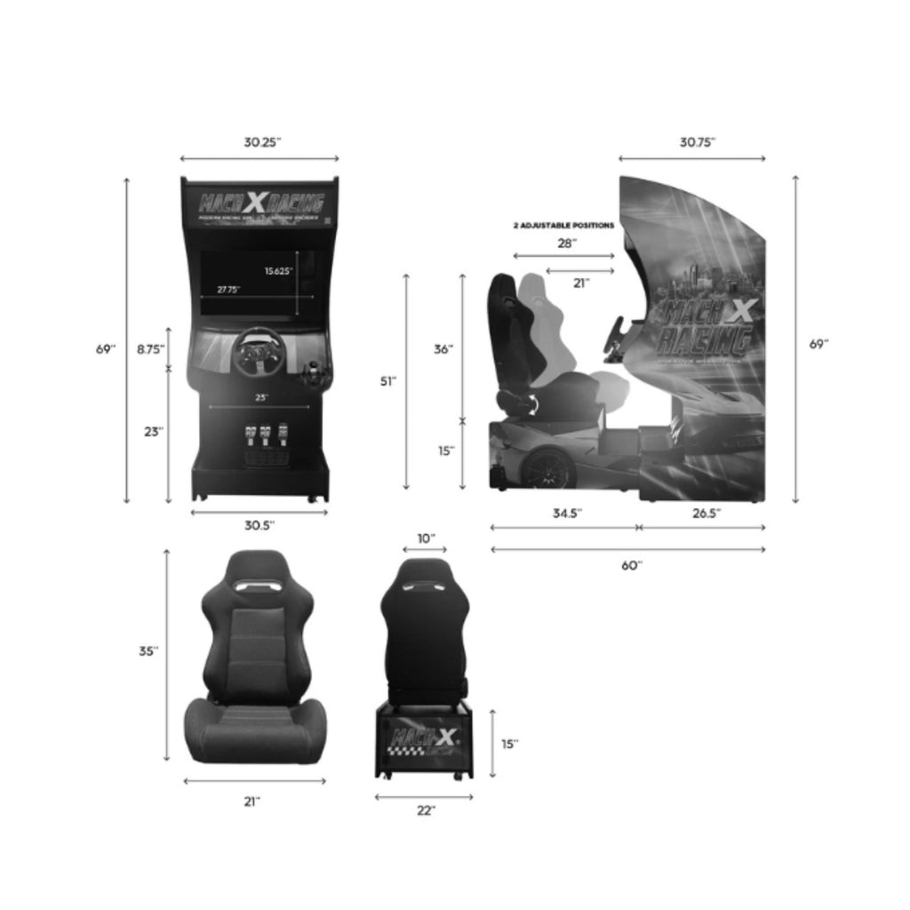 Creative Arcades Racing Rampage Sit-Down Racing Arcade Machines – Set of 2 or 3 | 177–205 Classic Racing Games or WiFi Unlimited Games | Free Link-Tech System